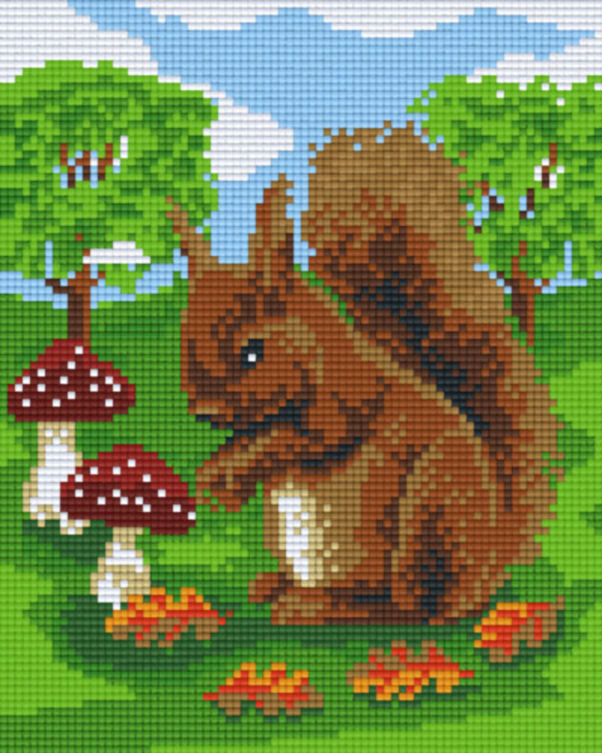 Squirrel With Mushroom Four [4] Baseplate PixelHobby Mini-mosaic Art Kit image 0